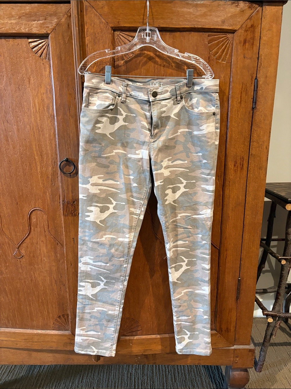 LOFT Camo Skinny Jeans in Green & Cream